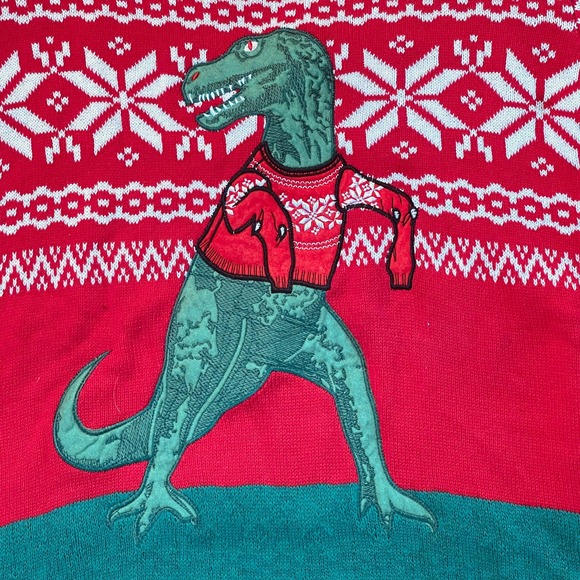 Blizzard Bay Tyrannosaurus Rex Santa Claws Ugly Christmas Sweater Size XL NWOT - Picture 2 of 6